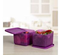 Tupperware Cubix - Contenitore in plastica per frigorifero, 1000 ml, confezione da 2, colore: Viola