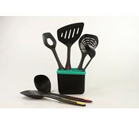 TUPPERWARE Cucchiaio +Spatola Larga + Mestolo + Schiumaiola Multiuso + Porta1,0L