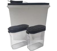 Tupperware Eidgenosse - Set di barattoli per spezie, 2,8 litri, colore nero trasparente, XL, con chiusura ermetica, 2 x 250 ml, senza BPA