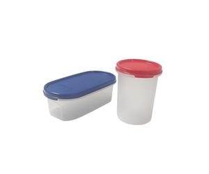 Tupperware Eidgenosse - Set di contenitori rotondi da 440 ml con coperchio rosso + Signoraware da 500 ml ovale con coperchio blu, set di contenitori salvafreschezza, senza BPA, per cucina, snack e