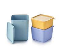 Tupperware Essentials - Contenitori quadrati impilabili, resistenti e riutilizzabili, per mantenere gli alimenti freschi, facili da impilare, contenitori per il pranzo portatili, coperchio ermetico,