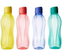 Tupperware Fliptop - Set di 4 bottiglie da 1 litro, multicolore