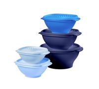 Tupperware Heritage Collection, nuovo set di 10 contenitori per alimenti in blu vintage, lavabili in lavastoviglie e senza BPA (5 ciotole, 5 coperchi)