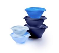 Tupperware Heritage Collection, set di 10 contenitori per alimenti in blu vintage, lavabili in lavastoviglie e senza BPA (5 ciotole, 5 coperchi)