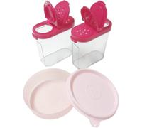 Tupperware Hitparade - Set di barattoli per spezie da 250 ml, rosa + 2 contenitori giganti per spezie da 250 ml, senza BPA, colore rosso trasparente