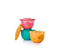 Tupperware Mini Impressions - Set di 3 ciotole da 2,25 tazze, colore: Rosso Papaya Verde