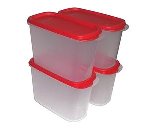 Tupperware New Smart Saver contenitore in plastica, 1.7 litri, set di 4, trasparente