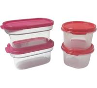 Tupperware Signoraware - Set di 2 barattoli circolari per cialde da caffè da 200 ml + 2 contenitori per spezie da 225 ml con cucchiaio dosatore, senza BPA, ermetici, per caffè, spezie e alimenti