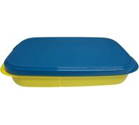 Tupperware to Go - Scatola porta pranzo intelligente da 590 ml, con separatore Eco+, contenitore per il pranzo scolastico con scomparto, turchese, giallo, 590 ml, taglia XL