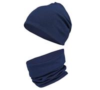 TupTam Berretto e Sciarpa Scaldacollo Coordinati per Bambini, Blu Scuro, 56-58