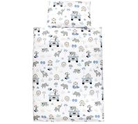 TupTam Biancheria da letto per bambini Ragazzi Ragazze Set 2 pezzi 100 x 135 cm + 40 x 60 cm, Zoo Blu, 135x100 cm