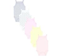 TupTam Body Neonato Bambina 5 Pezzi - Body Neonato in Cotone con Spalline, Perfetto per l’Estate, Giallo Rosa chiaro Stelle Grigio Puntini, 68