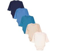 TupTam Body Neonato - Body Bambino a Maniche Lunghe con Chiusura Laterale in Cotone, Set 5 Pezzi, Beige chiaro Tofu Blu scuro Verde scuro, 68