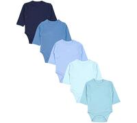 TupTam Body Neonato - Body Bambino a Maniche Lunghe con Chiusura Laterale in Cotone, Set 5 Pezzi, Blu scuro Allure Blu chiaro Benzina chiara, 56