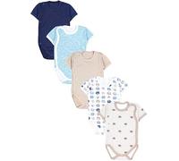 TupTam Body Neonato Cotone - Body Bambino a Portafoglio 5 Pezzi - Certificato OEKO-TEX, Dino Orsi Elefanti Beige Blu Scuro Iceberg, 56
