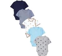 TupTam Body Neonato Cotone - Body Bambino a Portafoglio 5 Pezzi - Certificato OEKO-TEX, Stelle Beige Blu Navy Uni Grigio Uni Stelle Uni Turchese Uni, 56