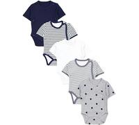 TupTam Body Neonato Cotone - Body Bambino a Portafoglio 5 Pezzi - Certificato OEKO-TEX, Strisce Blu Strisce Grigio Stelle Blu Bianco Blu Navy, 56