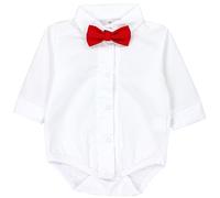 TupTam Body Neonato Elegante con Colletto - Body Bambino Manica Lunga - Body Neonato 0-3 Mesi per Occasioni Speciali, Papillon bianco/rosso, 80