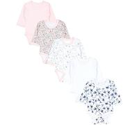 TupTam Body Neonato Manica Lunga - 5 Pezzi Body Bambina Cotone - Body Neonato 0-3 Mesi e 3-6 Mesi, Miscela floreale albicocca bianco, 104