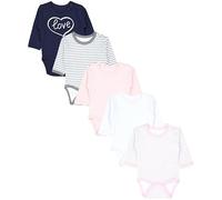 TupTam Body Neonato Manica Lunga - Body Bambino in Cotone OEKO-TEX, Set 5 Pezzi, Cuore a righe rosa grigio a pois, 86