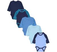 TupTam Body Neonato Manica Lunga - Body Bambino in Cotone OEKO-TEX, Set 5 Pezzi, Reglan Mix Blu Turchese, 80
