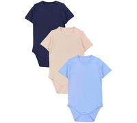 TupTam Body Neonato - Set 3 in Cotone 100%, Bambino 0-3 Mesi, Comodi e Traspiranti, Unisex, Beige/Blu Scuro/Blu Denim, 116
