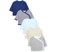 TupTam Camicia per Bambino Neonato a Maniche Lunghe 5 Pezzi, Le Righe mescolano Il Beige Petrolio, 56