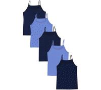 TupTam Canottiera Bambina - Set 5 Canottiere Bambina in Cotone Morbido e Traspirante, Cuori di Pizzo a Pois Blu Scuro, 146-152