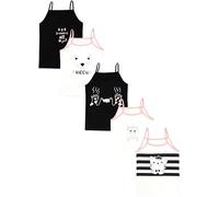 TupTam Canottiera Bambina - Set 5 Canottiere Bambina in Cotone Morbido e Traspirante, Gatti Crema Nero, 146-152