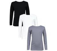 TupTam Canottiera Bambino - Set 3 Canottiere Maniche Lunghe, 100% Cotone, Morbide e Traspiranti, Nero Grigio Bianco, 122