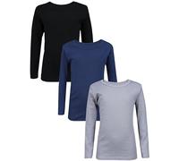 TupTam Canottiera Bambino - Set 3 Canottiere Maniche Lunghe, 100% Cotone, Morbide e Traspiranti, Nero Grigio Blu, 104