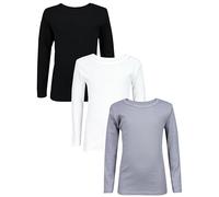 TupTam Canottiera Bambino - Set 3 Canottiere Maniche Lunghe, 100% Cotone, Morbide e Traspiranti, Nero Grigio Bianco, 152