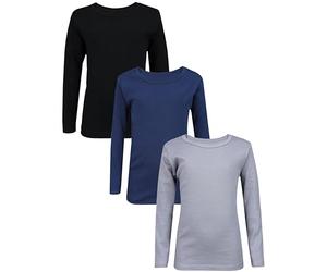 TupTam Canottiera Bambino - Set 3 Canottiere Maniche Lunghe, 100% Cotone, Morbide e Traspiranti, Nero Grigio Blu, 116