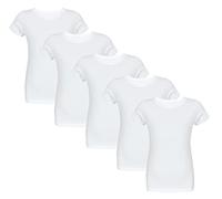 TupTam Canottiera Bambino - Set 5 Canottiere Maniche Corte, 100% Cotone, Morbide e Traspiranti, Bianco, 140-146
