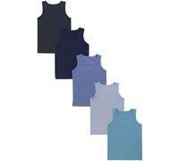 TupTam Canottiere Bambino 5 Pezzi Cotone Senza Maniche, Blu Scuro Antracite Blu Indaco Grigio, 140-146