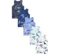 TupTam Canottiere Bambino 5 Pezzi Cotone Senza Maniche, Confezione da 5 Dino Blu Beige Grigio, 104-110