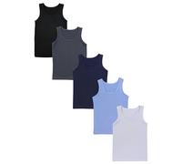 TupTam Canottiere Bambino - Set 5 Canottiere Senza Maniche in Cotone, Comode e Traspiranti, Nero Blu Scuro Grigio Antracite Blu, 140-146