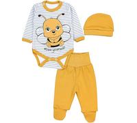 TupTam Completini di Vestiti per Neonati con Stampa, 3 pezzi, Ape gialla/strisce grigie, 56