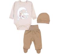 TupTam Completini di Vestiti per Neonati con Stampa, 3 pezzi, Orsetto sulla luna beige, 62