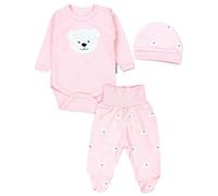 TupTam Completini di Vestiti per Neonati con Stampa, 3 pezzi, Orso Rosa Bianco Albicocca, 68