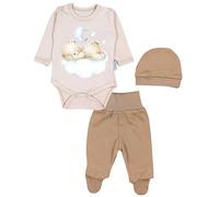 TupTam Completini di Vestiti per Neonati con Stampa, 3 pezzi, Ours sur le nuage beige, 50