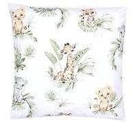 TupTam Federa per Cuscini per Bambini con Motivi Decorativi, Safari/Leone/Marrone/Foglie/Verde, 40 x 80 cm