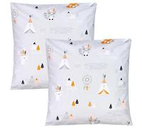TupTam Federa per Cuscino per Bambini con Motivi Decorativi Set di 2, animali indiani, 50 x 50 cm