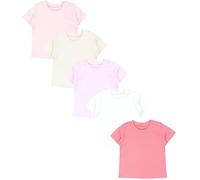 TupTam Magliette per Bambina a Maniche Corta con Motivi Colorati Pacco da 5, Rosa Albicocca Cipria Beige Ecru, 104