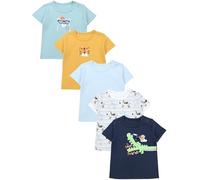 TupTam Magliette per Bambini Maniche Corte Pacco da 5, Coccodrillo/Blu Scuro/Tigre/Giallo Senape/Zebra/Blu, 80