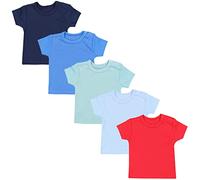 TupTam Magliette per Bambini Maniche Corte Pacco da 5, Rosso/Blu Scuro/Blu/Verde/Azzurro, 86