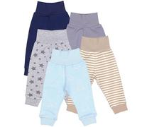 TupTam Pantaloni Bambino 5 Pezzi - Pantaloni Tuta Cotone per Bambini e Neonati, Morbidi e Comodi, Oeko-Tex, Orsacchiotto a Strisce e Stelle Blu Navy, 104