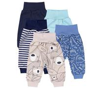 TupTam Pantaloni Bambino 5 Pezzi - Pantaloni Tuta Cotone per Bambini e Neonati, Morbidi e Comodi, Oeko-Tex, Blu Scuro/Verde/Dino/Blu Denim/A Righe/Grigio, 56