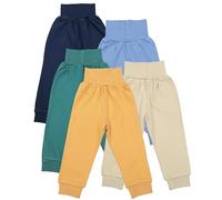 TupTam Pantaloni Bambino 5 Pezzi - Pantaloni Tuta Cotone per Bambini e Neonati, Morbidi e Comodi, Oeko-Tex, Blu Scuro/Blu/Giallo Senape/Beige/Verde, 74