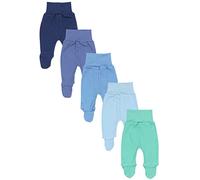 TupTam Pantaloni con Piedini da Neonato per Bambini, 5 Pezzi, Blu Scuro Jeans Blu Verde Menta, 62